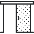 Decorations are on one side of the door only